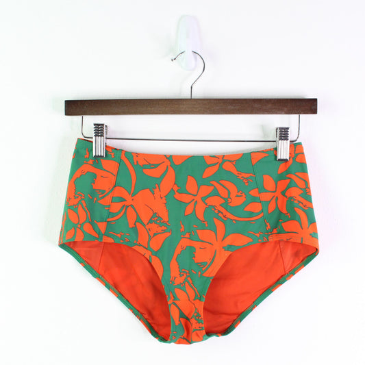 Tory Burch Minorca Bikini Bottom Floral Orange Green XS