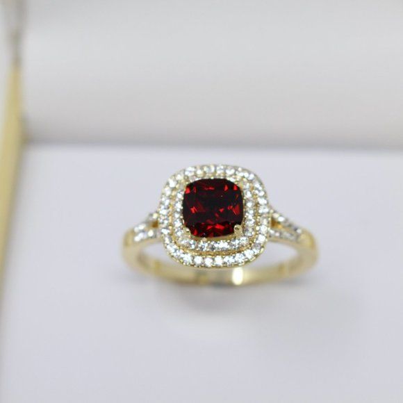 Charter Club Gold Plated Pave Square Garnet 9