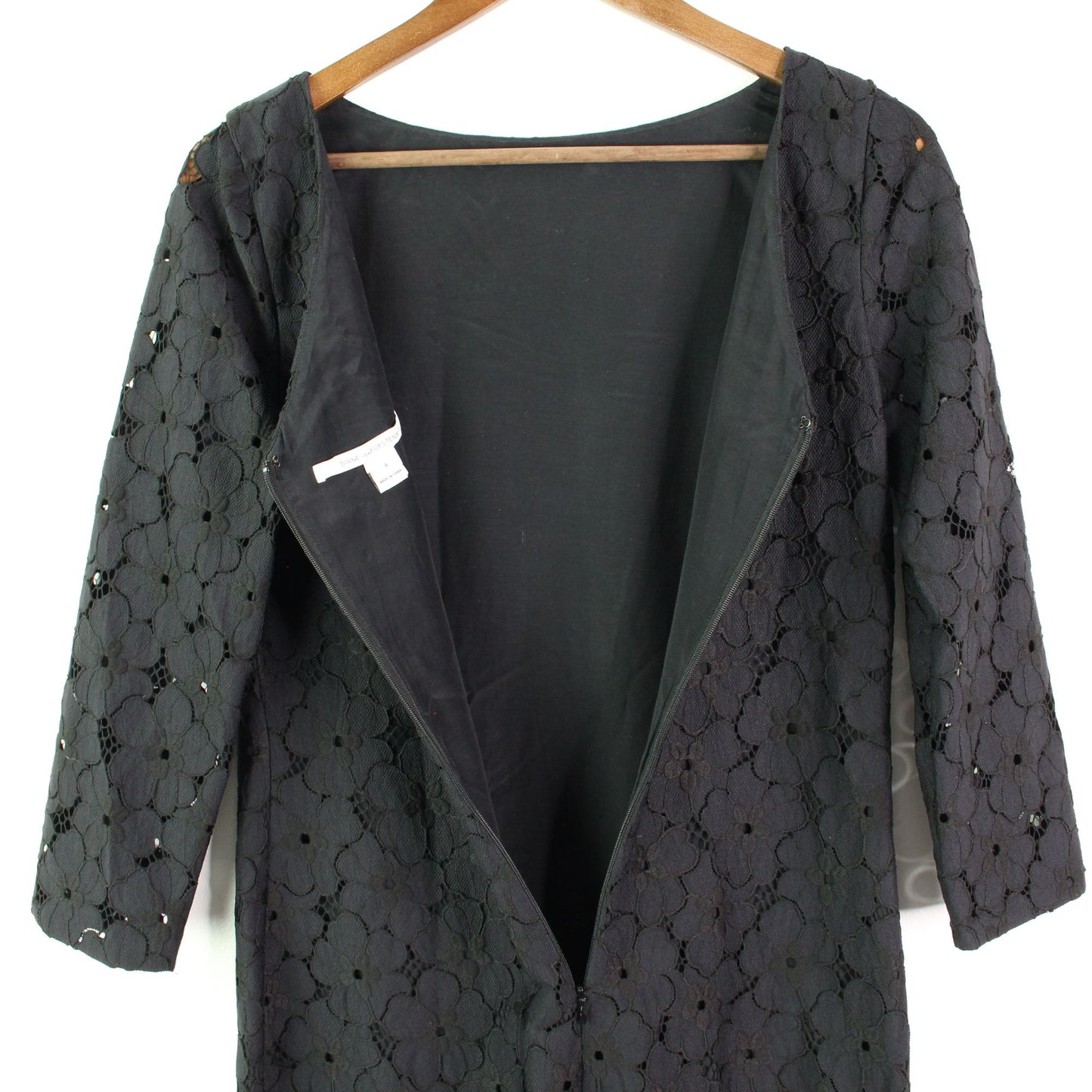 Diane Von Furstenberg Sarita Flower Lace Dress Black 8