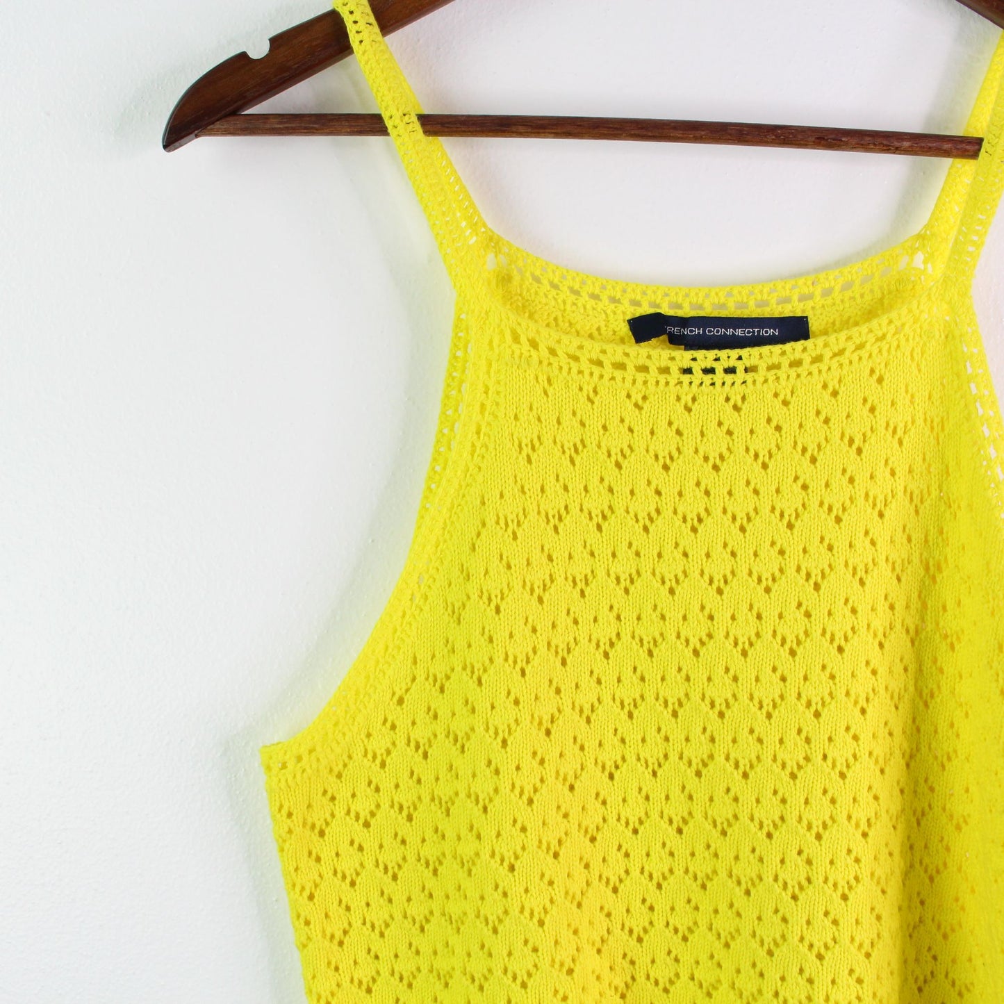 French Connection Nora Crochet Cotton Tank Top in Blazing Yellow L