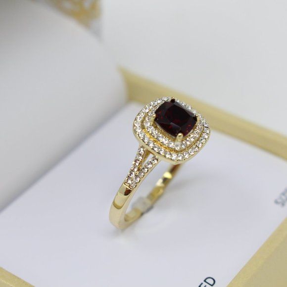 Charter Club Gold Plated Pave Square Garnet 9