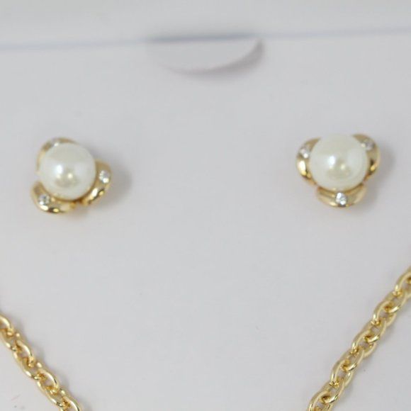 Charter Club Gold-Tone Pavé & Imitation Pearl Pendant Necklace & Earring Set