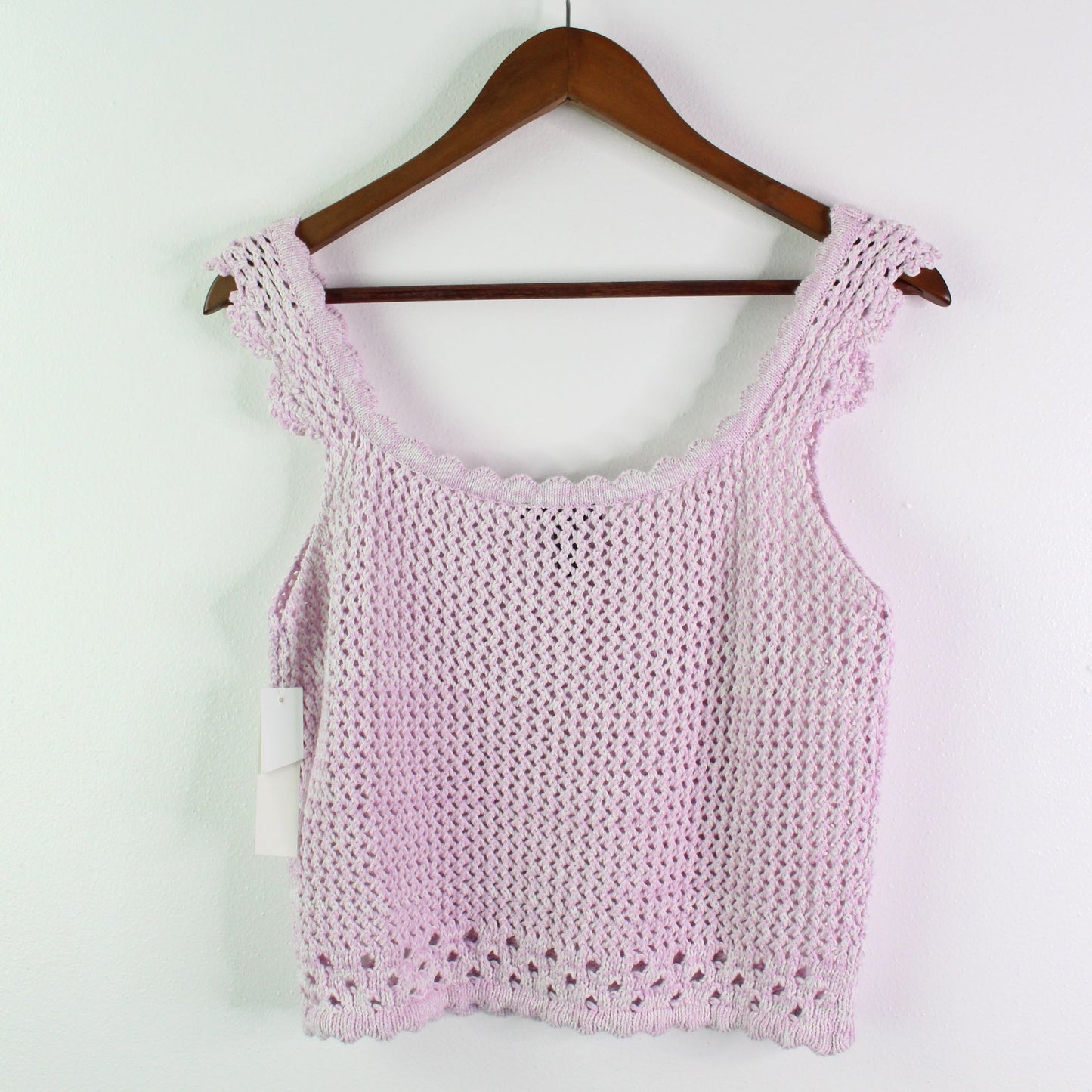 Aqua Crochet Open Knit Crop Top Lavender L