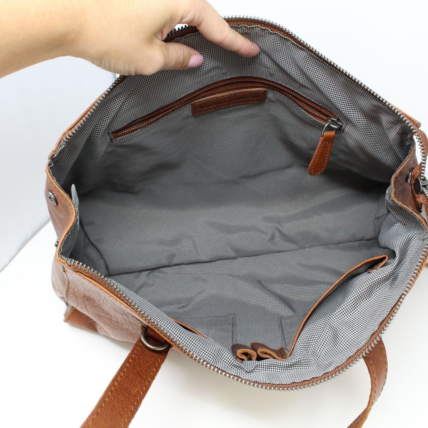 Spikes & Sparrow Leather Shopper Bag in Brandy SPK-1239