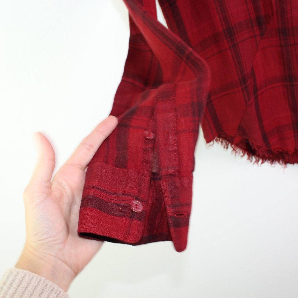 RtA Industrial Linen Plaid Top Red M