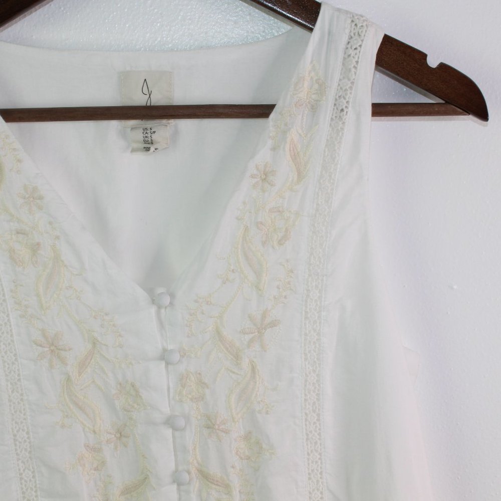 Joie Tiered V-Neck Embroidered Boho Midi Dress White S