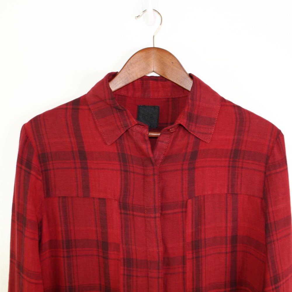 RtA Industrial Linen Plaid Top Red M