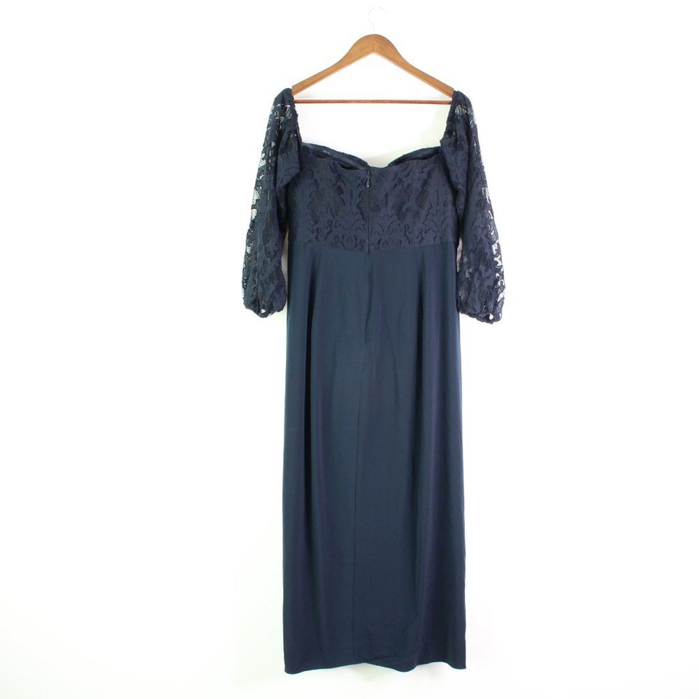 City Chic Bustier Lace Long Sleeve Dress Navy 14