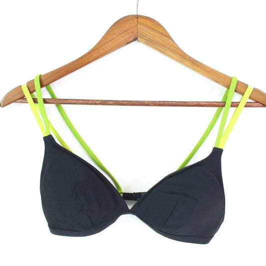 Flagpole Estelle Triangle Bikini Top Black & Green Size S