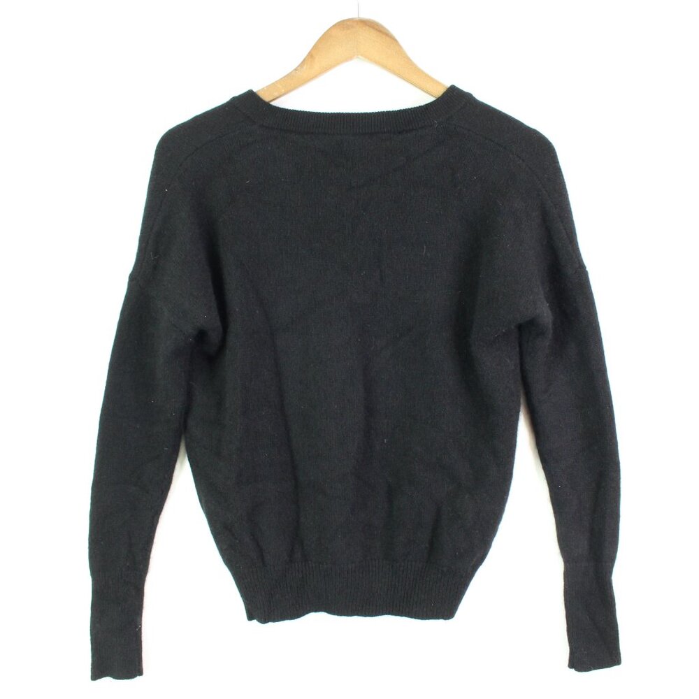 360 Cashmere x Rocky Barnes Dylan Lace Up V-Neck Cashmere Sweater Black Size S