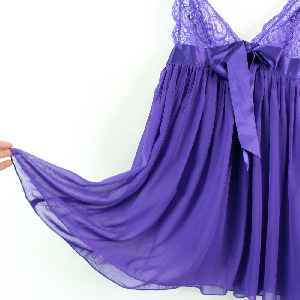 Victoria's Secret Lace & Chiffon Babydoll Lingerie Purple Size XS