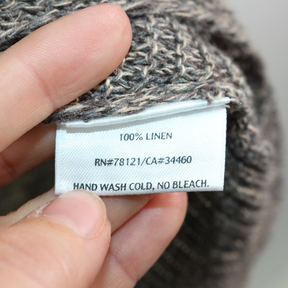 Eileen Fisher Open Knit Oversized Linen Sweater Grey M
