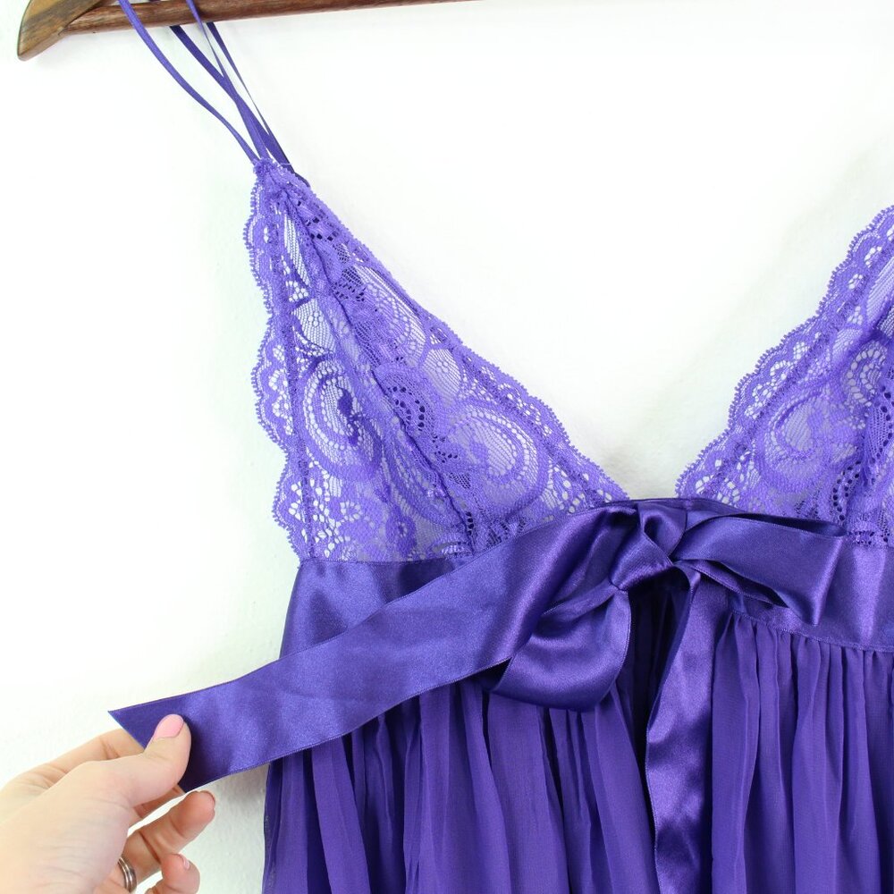 Victoria's Secret Lace & Chiffon Babydoll Lingerie Purple Size XS